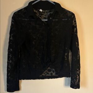 Guess jeans Black Lace Button-Up Women's Top